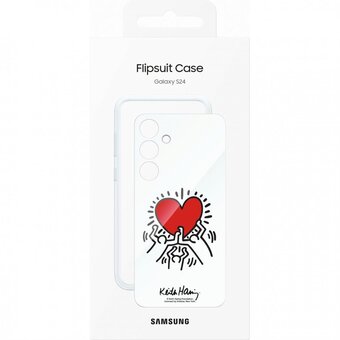  Чехол Samsung Original EF-MS921CWEGRU Flipsuit Case S24(S921) White (Keith Haring Print) 