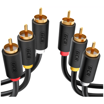  Кабель аудио Greenconnect GCR-51821 3.0m 3хRCA/3хRCA gold черный 