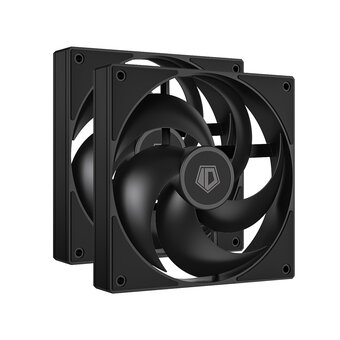  Вентилятор ID-COOLING AS-140-K Duet (2+1) 140x140x25мм (PWM, резиновые углы, черный, 300-1800об/мин, супертихий) Box 