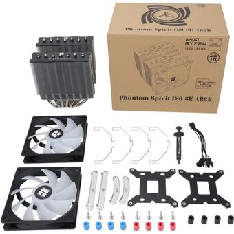  Кулер Thermalright Phantom Spirit 120 SE ARGB (PS120-SE-ARGB) Soc-AM5/AM4/1151/1200/1700 черный 4-pin 25.6dB Al+Cu 765gr Ret (PS120-SE-ARGB) 