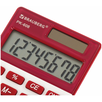  Калькулятор BRAUBERG PK-608-WR (250521) бордовый 