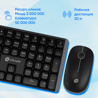  Клавиатура + мышь OKLICK S315W черный 
