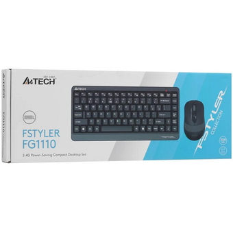  Клавиатура + мышь A4Tech Fstyler (FG1110 GREY) клав черный/серый мышь черный/серый USB беспроводная 