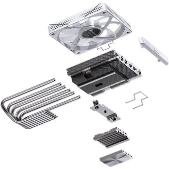  Кулер JONSBO HP-600 White LGA1700/1200/115X/AM5/AM4 низкопрофильный 66мм (TDP 210W, PWM, 120mm ARGB Fan, 6 тепловые трубок, белый, 4-pin) Re 