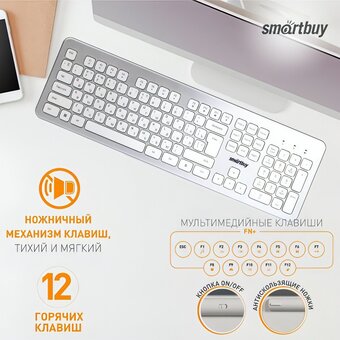  Комплект клавиатура и мышь SMARTBUY SBC-233616AG-SW серебристо-белый 