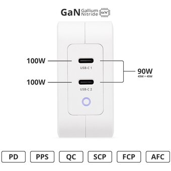  Адаптер питания TOPON TOP-GaN-100W, 5-20В, 5A, 100Вт, универсальный, белый 
