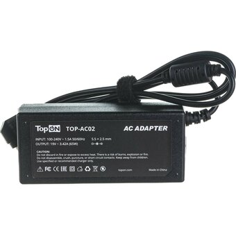  Адаптер питания TOPON TOP-AC02 64033, 19В, 3.42A, 65Вт, черный 