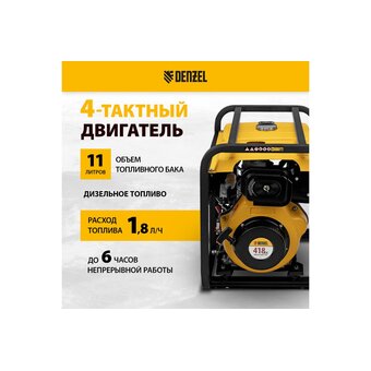  Генератор дизельный DENZEL DES-55E (94414) 220/12 В, 5.5кВт, с АКБ 