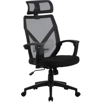  Кресло Cactus CS-MC414-BK черный сетка/ткань с подголов. крестов. пластик 