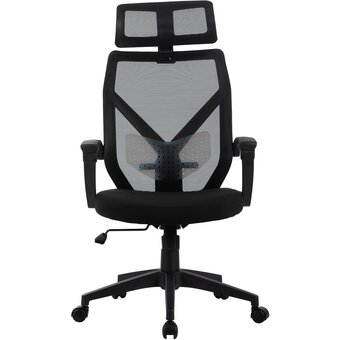  Кресло Cactus CS-MC414-BK черный сетка/ткань с подголов. крестов. пластик 