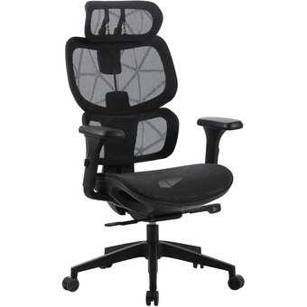  Кресло Cactus CS-MC555-BK черный сетка с подголов. крестов. пластик 