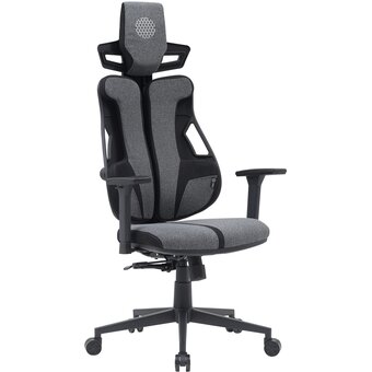  Кресло Cactus CS-CHR-DUO-GYBK серый/черный с подголов. крестов. сталь 