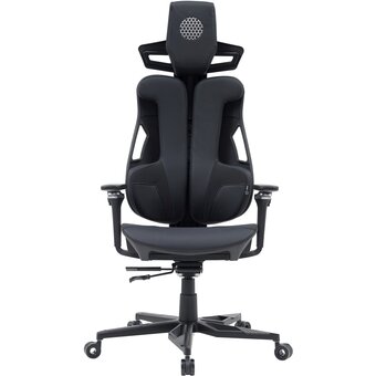  Кресло Cactus CS-CHR-DUO-BBK черный кожзам с подголов. крестов. алюминий 