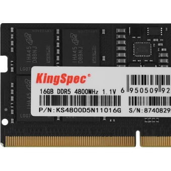  ОЗУ Kingspec KS4800D5N11016G DDR5 16GB 4800MHz RTL PC5-38400 CL40 SO-DIMM 288-pin 1.1В single rank Ret 