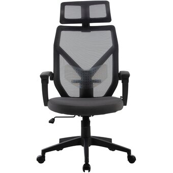  Кресло Cactus CS-MC414-GY черный/серый сетка/ткань с подголов. крестов. пластик 