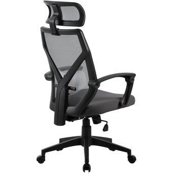  Кресло Cactus CS-MC414-GY черный/серый сетка/ткань с подголов. крестов. пластик 