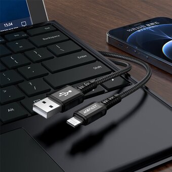  Кабель ACEFAST C1-02 USB-A to Lightning aluminum alloy charging data cable Black 