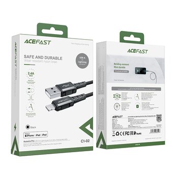  Кабель ACEFAST C1-02 USB-A to Lightning aluminum alloy charging data cable Black 