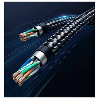  Кабель UGREEN NW153 80431 Cat8 CLASSⅠF/FTP Round Ethernet Cable With Braid 2m Black 