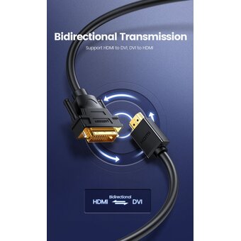  Кабель UGREEN HD106 30116 HDMI Male To DVI24+1 Round Cable 1m Black 