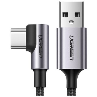  Кабель UGREEN US284 70255 Angled USB-C Male To USB2.0 A Male 3A Data Cable 90°Angle 3m Black 
