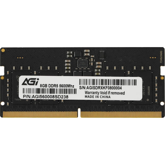  ОЗУ AGi AGI560008SD238 DDR5 8GB 5600MHz RTL PC5-44800 CL40 SO-DIMM 262-pin 1.1В single rank Ret 