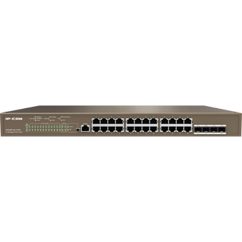  Коммутатор управляемый в стойку IP-COM G5328P-24-410W, PoE, 24*1Gbit RJ45, 4*1Gbit SFP, 1-24PoE, console port, 130W PoE 
