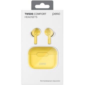 Наушники беспроводные PERO TWS06 Comfort (PTWS06Y) Yellow 