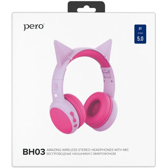 Наушники беспроводные PERO BH03 (PWH-BH03P) Pink, полноразмерные 