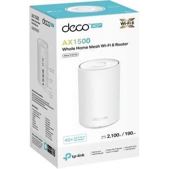  Бесшовный Mesh роутер TP-Link Deco X10-4G (1-Pack)) AX1500 10/100/1000BASE-TX cat.6 белый 