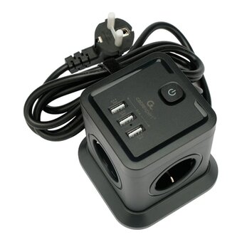  Сетевой фильтр Cablexpert Tower TWR-4-U3-B-2 черный 