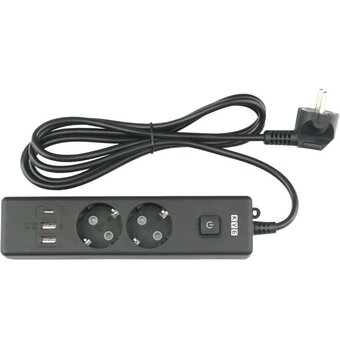  Сетевой удлинитель Power Cube PC-5B-2M 1.9м (2 розетки) черный (коробка) 
