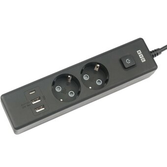  Сетевой удлинитель Power Cube PC-5B-2M 1.9м (2 розетки) черный (коробка) 