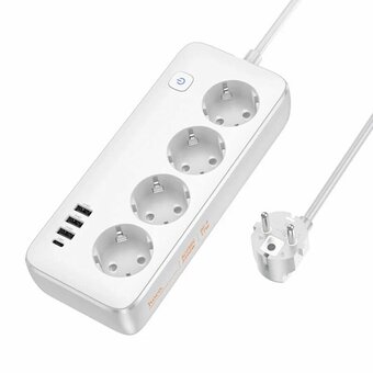  Сетевой фильтр HOCO AC21 Sunlight 4-bit (1C3A) desktop socket EU/GER черный 
