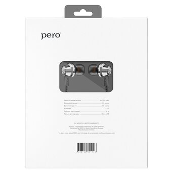  Наушники беспроводные PERO BE01 Silver (PWH-BE01S) вакуумные 