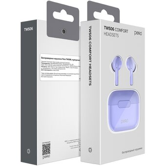  Наушники беспроводные PERO TWS06 Comfort (PTWS06P) Purple 