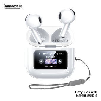  Наушники bluetooth REMAX W20 Touch Screen Music& Calling ENC Earbuds CozyBuds белый 