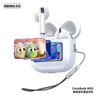 Наушники bluetooth REMAX W20 Touch Screen Music& Calling ENC Earbuds CozyBuds белый 