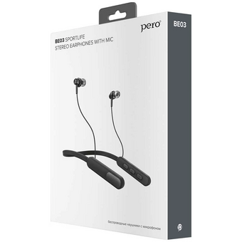  Наушники беспроводные PERO BE03 Sportlife (PWH-BE03GR) Grey, вакуумные 