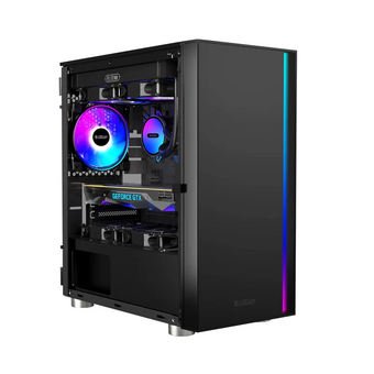  Корпус PcCooler LM300 ARGB BK, без БП, Flat Mid Tower, Black, TG, 0.45 SPCC, 1x120mm mATX, mITX 170/330/150mm 2x2.5", 5xPCI 1xUSB-A 3.0, 
