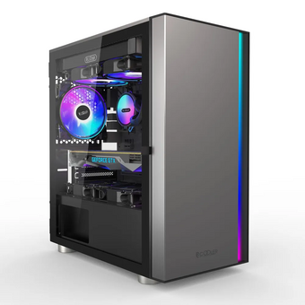  Корпус PcCooler LM300 ARGB BK, без БП, Flat Mid Tower, Black, TG, 0.45 SPCC, 1x120mm mATX, mITX 170/330/150mm 2x2.5", 5xPCI 1xUSB-A 3.0, 