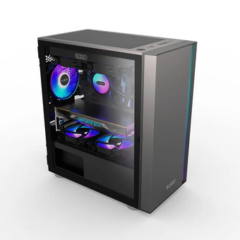  Корпус PcCooler LM300 ARGB BK, без БП, Flat Mid Tower, Black, TG, 0.45 SPCC, 1x120mm mATX, mITX 170/330/150mm 2x2.5", 5xPCI 1xUSB-A 3.0, 