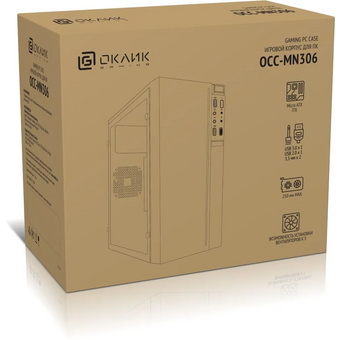 Корпус Оклик OCC-MN306 черный без БП mATX 1x80mm 2x120mm 1xUSB2.0 1xUSB3.0 audio 