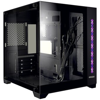  Корпус Ginzzu V320 RGB подсветка, закаленное стекло 1*USB 3.0,1*USB 2.0, AU mATX 