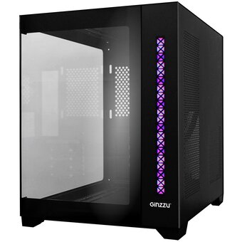  Корпус Ginzzu V320 RGB подсветка, закаленное стекло 1*USB 3.0,1*USB 2.0, AU mATX 