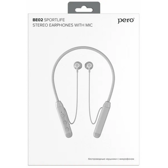  Наушники беспроводные PERO BE02 Sportlife (PWH-BE02GR) Grey 