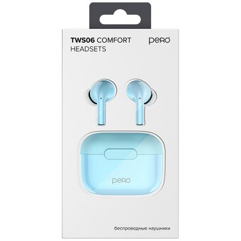  Наушники беспроводные PERO TWS06 Comfort (PTWS06LB) Light blue 