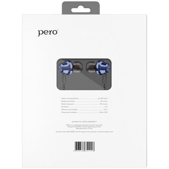  Наушники беспроводные PERO BE01 (PWH-BE01B) Blue, вакуумные 
