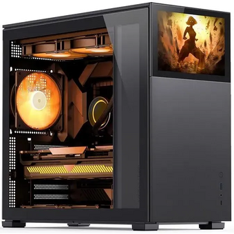  Корпус JONSBO D41 STD SC Black без БП, боковая панель из закаленного стекла, 8” Color TFT-LCD screen, mini-ITX, micro-ATX, ATX, черный 