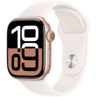  Smart-часы Apple Watch Series 10 MWWH3LW/A 42мм OLED корп.розовое золото Sport Band рем.белый разм.брасл. S/M 
